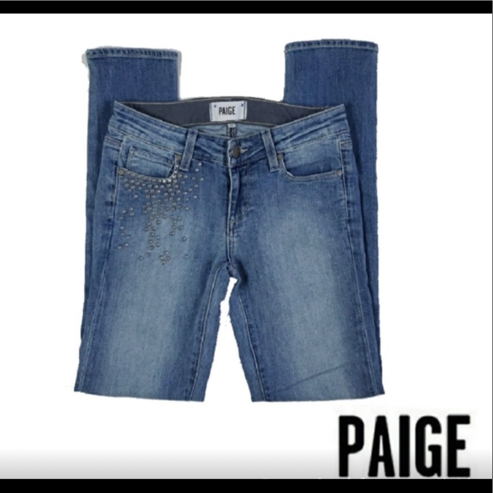 PAIGE Skyline Ankle Peg Studded Skinny Jeans